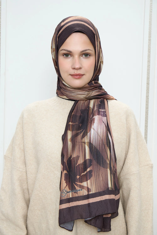 Line Flower Desen Bambu Şal