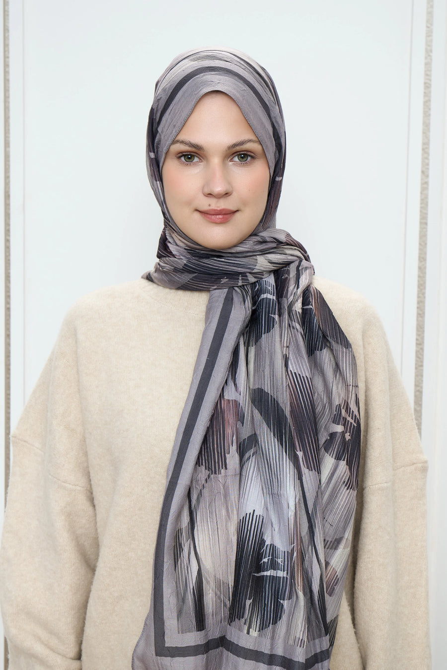 Line Flower Desen Bambu Şal