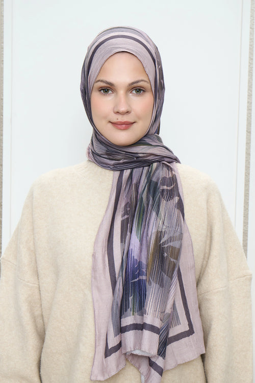 Line Flower Desen Bambu Şal