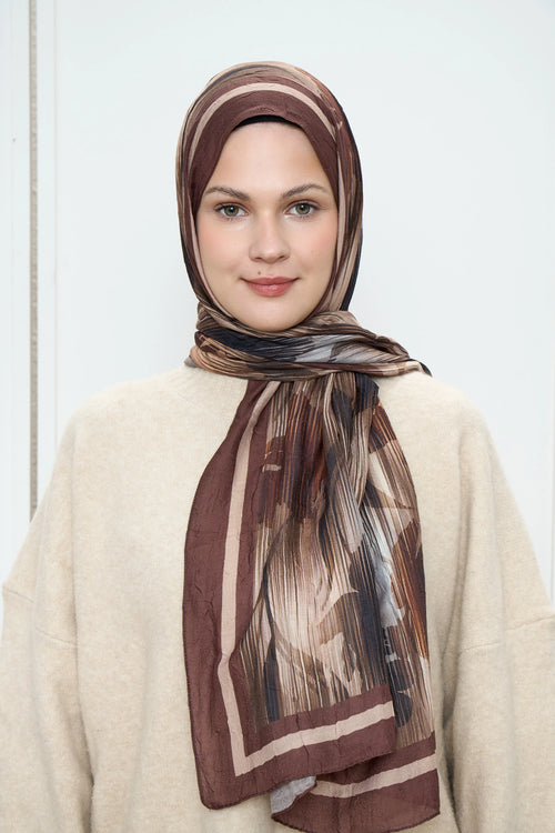 Line Flower Desen Bambu Şal