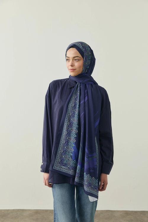 Bohemian Desen Medine İpeği Şal