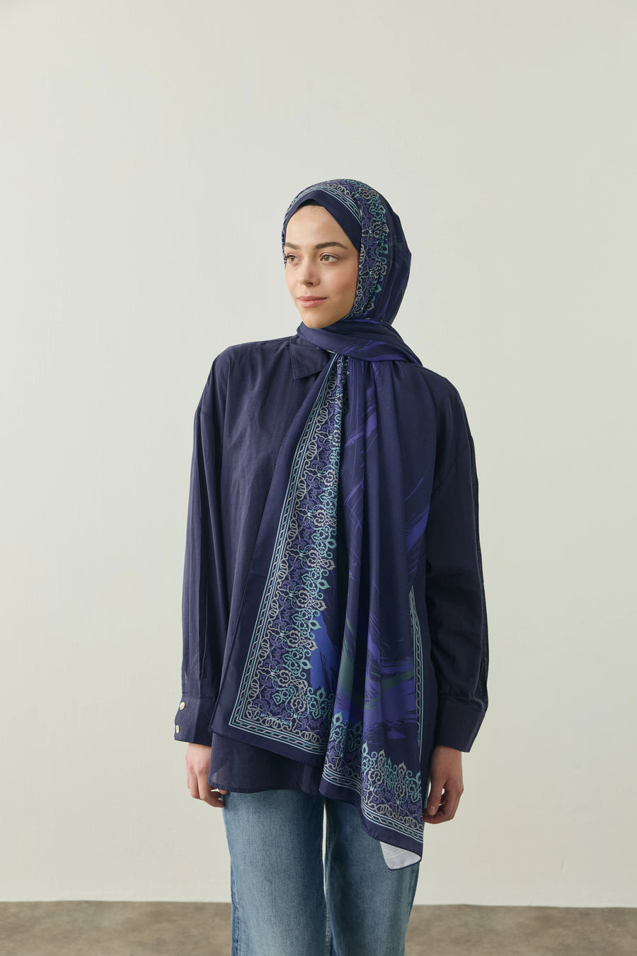 Bohemian Desen Medine İpeği Şal