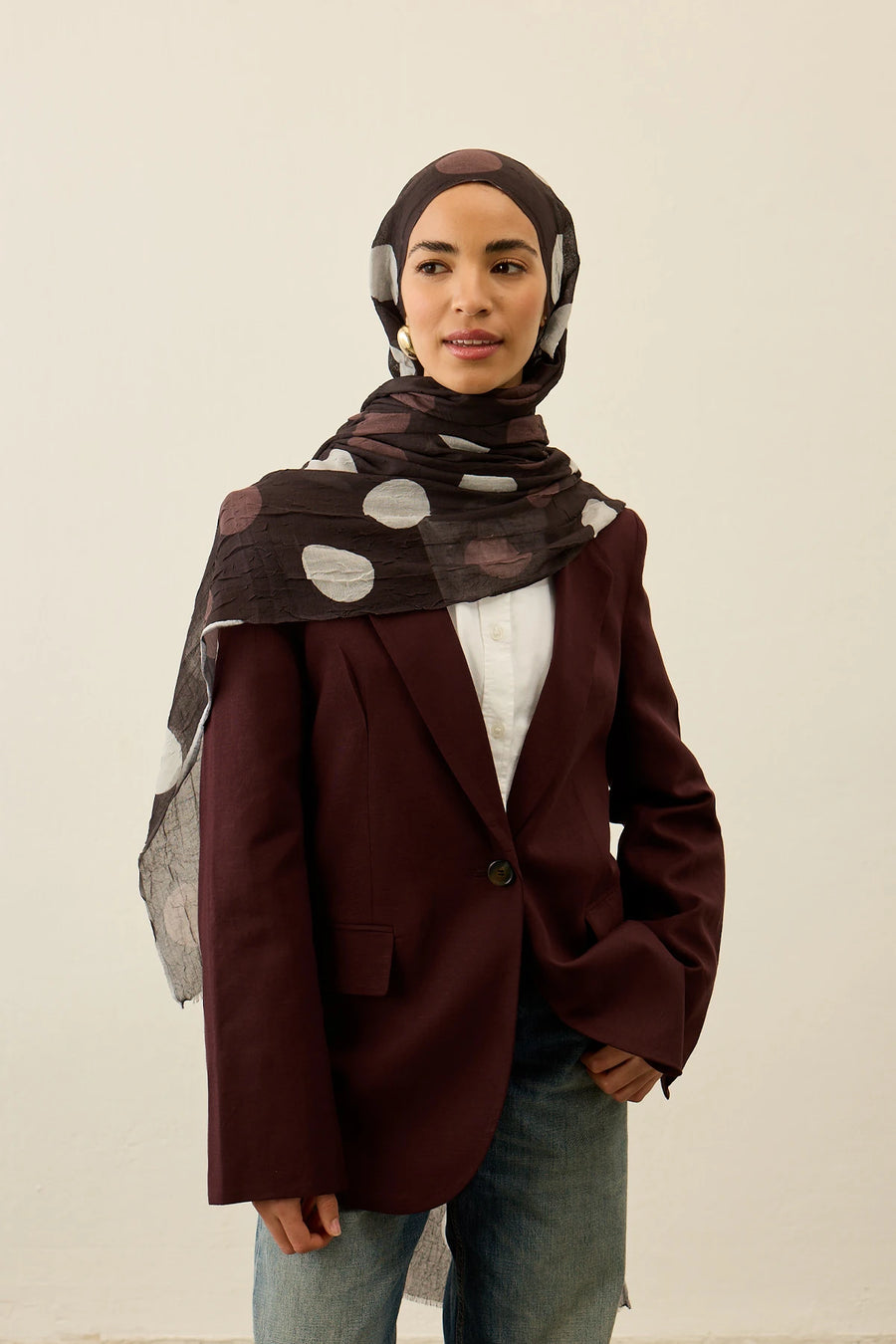 Polkadot Desen Aya Kraş Şal