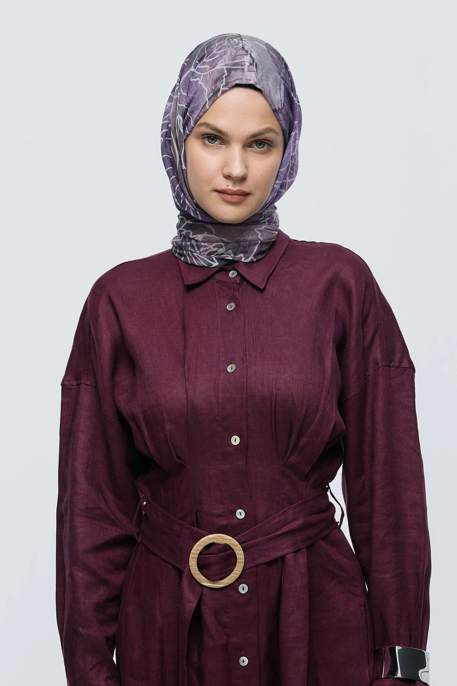 Safir Yaprak Desen Aya Şal