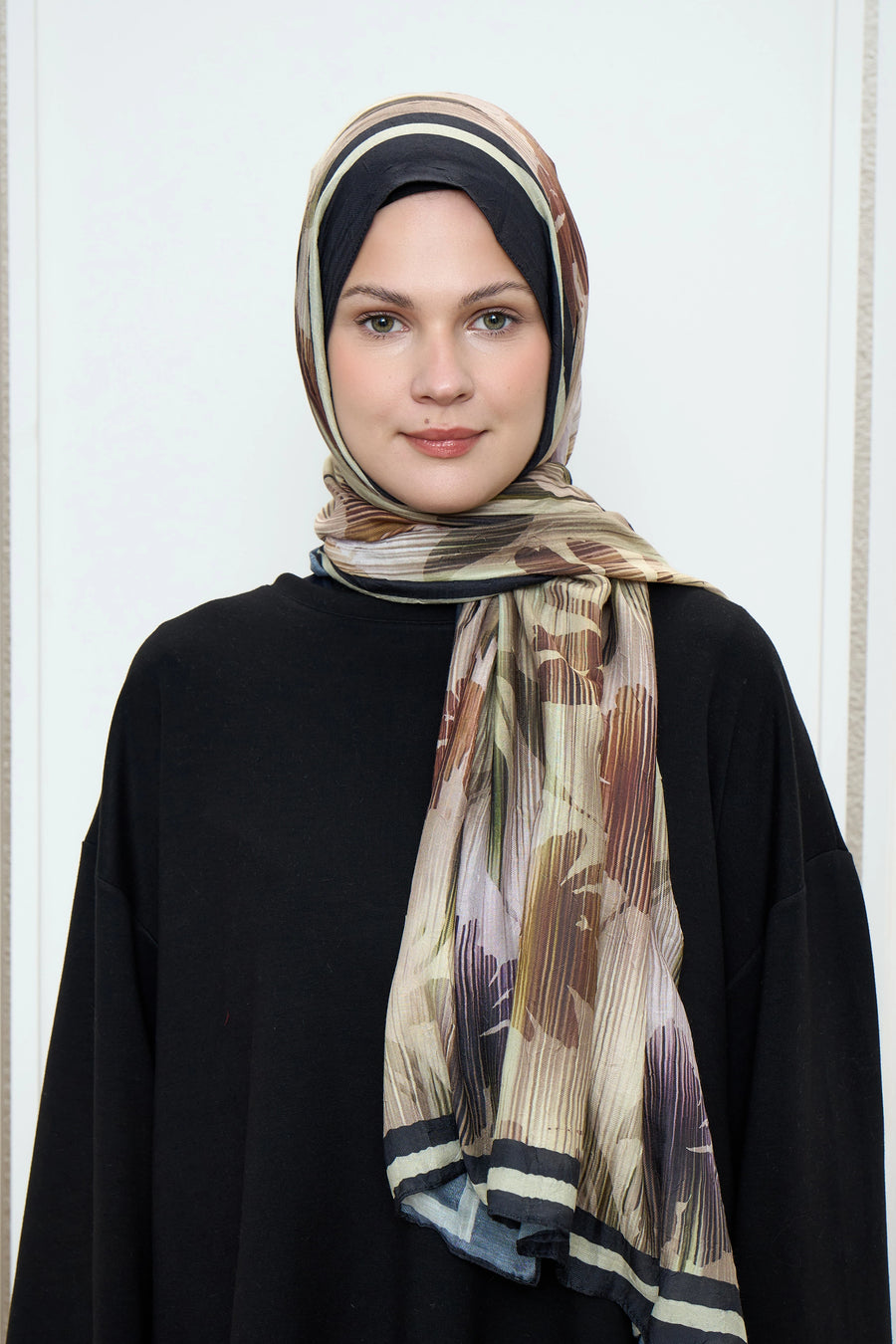 Line Flower Desen Bambu Şal