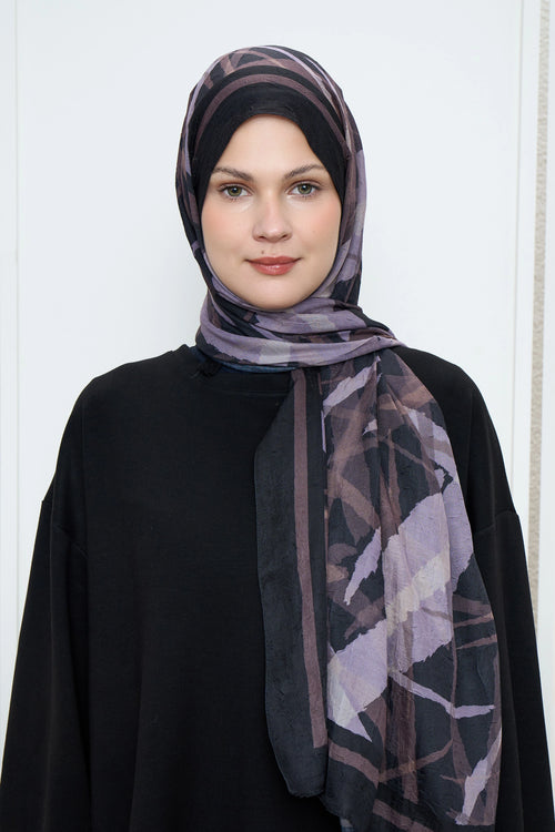 Çizgi Desen Bambu Şal