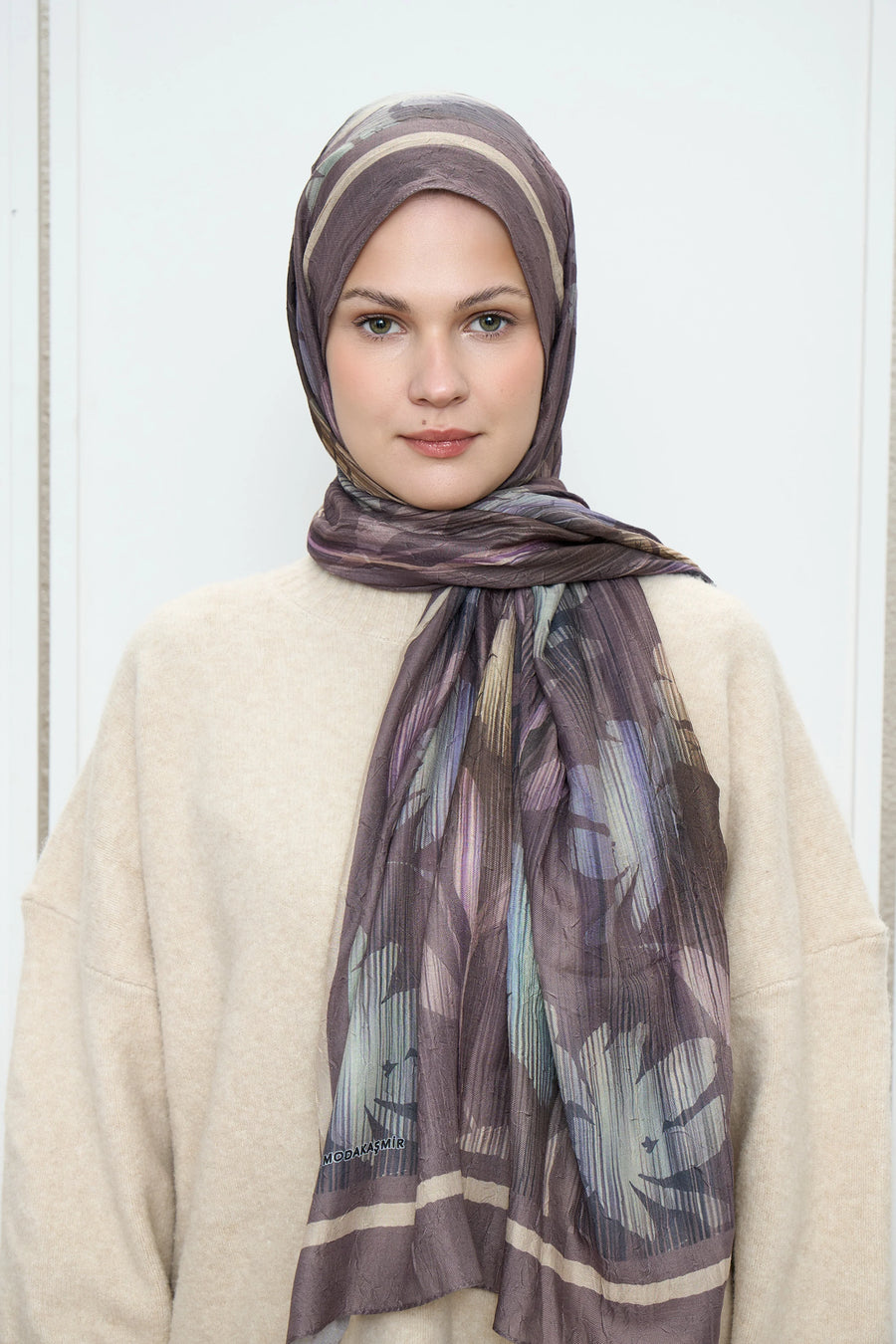 Line Flower Desen Bambu Şal