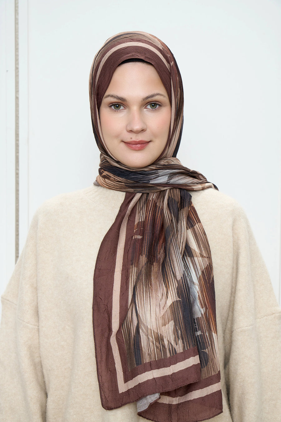 Line Flower Desen Bambu Şal