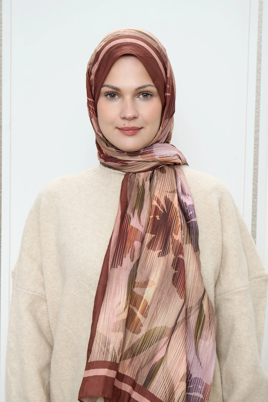 Line Flower Desen Bambu Şal