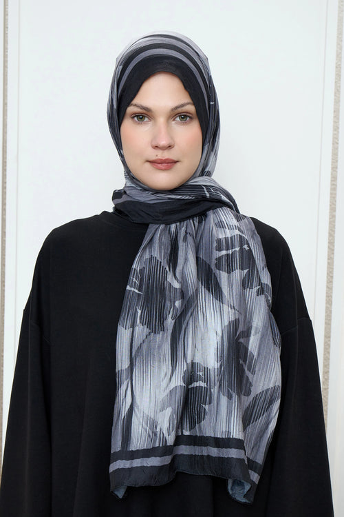 Line Flower Desen Bambu Şal