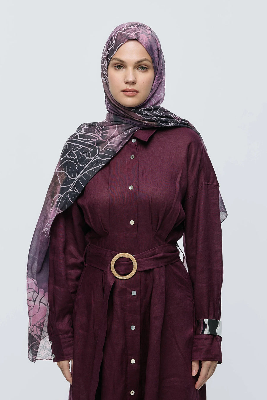 Safir Yaprak Desen Aya Şal