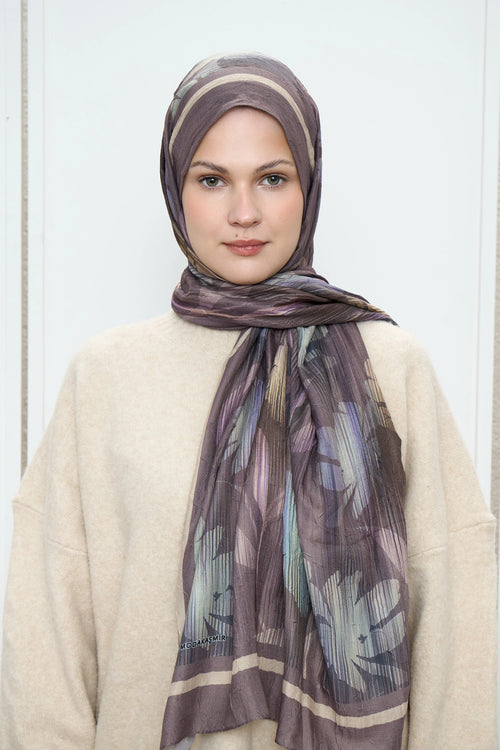 Line Flower Desen Bambu Şal