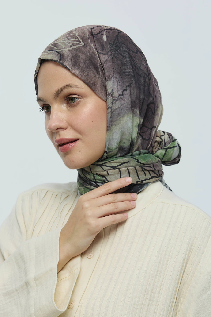 Safir Yaprak Desen Aya Şal